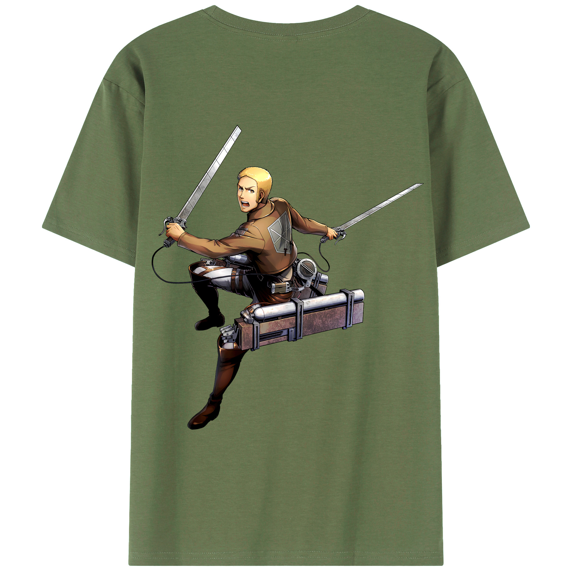 （画像用） 進撃の巨人 ライナー・ブラウン Attack on Titan Reiner Braun 綿100％ メンズ半袖Tシャツ（バックプリント） 通気性